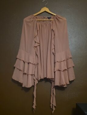 torrid Dusty Rose Ruffled Tie-Front Sheer Blouse